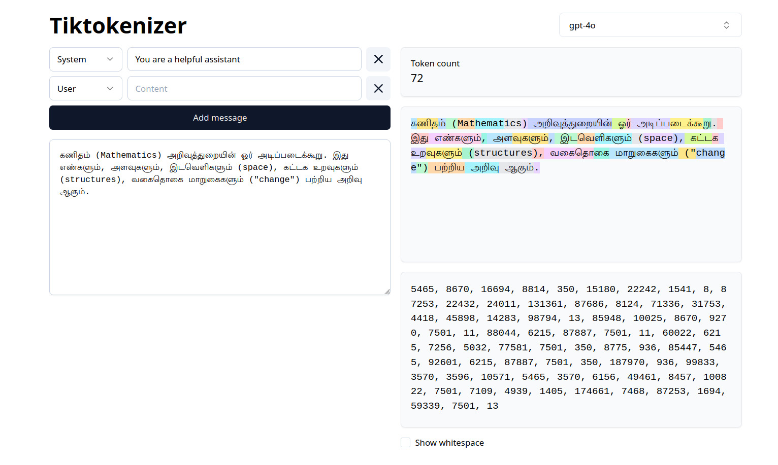 GPT-5.2 Tokenization Example